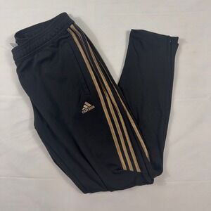 Adidas Climacool Track Pants Mens Large Black Gold Stripe Zipper Leg Joggers